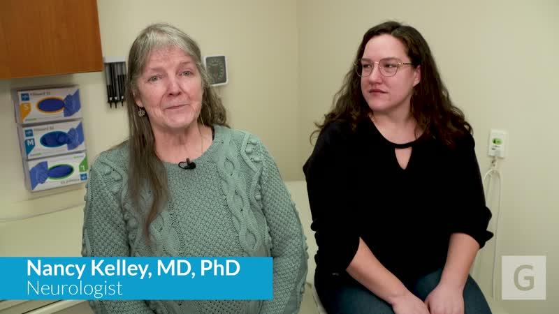Dr Nancy Kelley demonstrates exercises and techniques to alleviate headaches