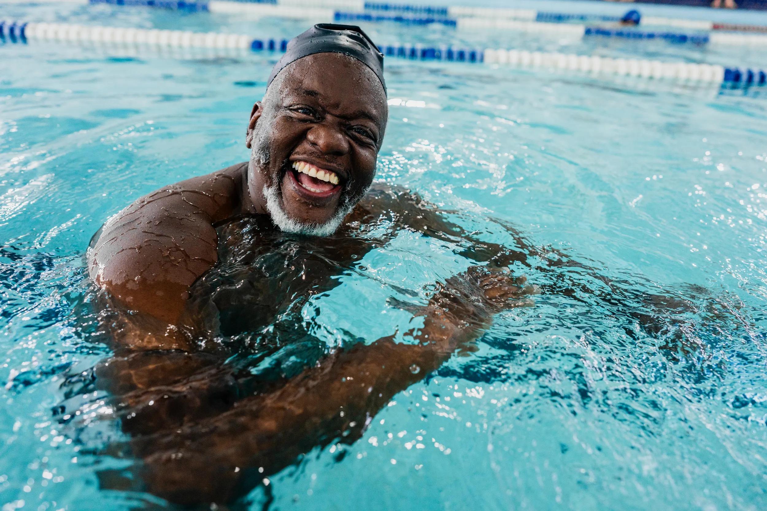 Portrait of a mature man at swimming pool