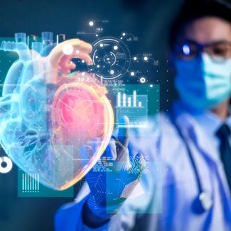 Digital doctor healthcare science medical remote technology concept AI metaverse online doctor optimize patient care medicine pharmaceuticals biologics treatment VR examination diagnosis