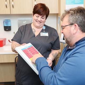 Nurse and patient interactions in a room
