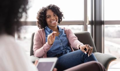 Happy African-American Woman in Therapy Session