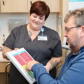 Nurse and patient interactions in a room