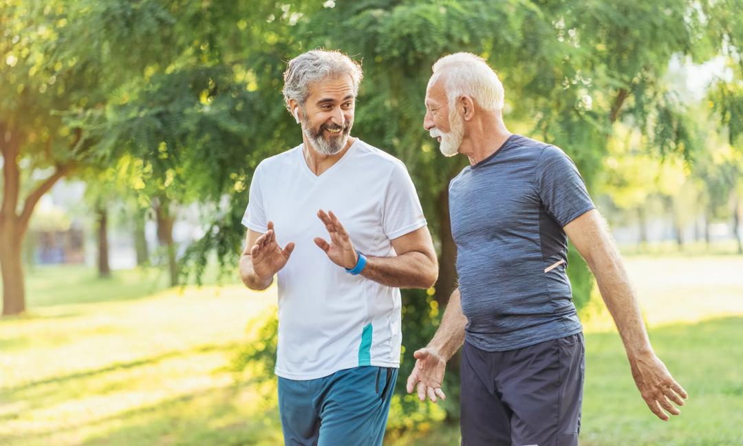 Senior friends jogging