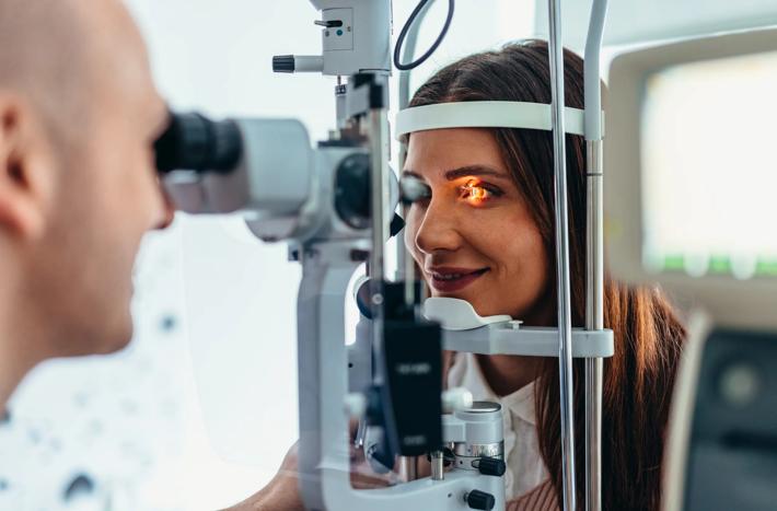Eye Examination with Advanced Medical Equipment at an Optometry Clinic