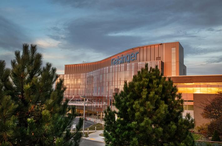 Exterior photos of GWV Cancer Center at Dusk