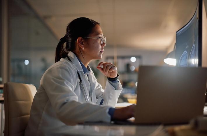 Doctor working on a computer